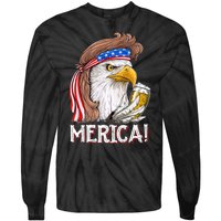 Eagle Mullet 4th Of July Beer USA American Flag Merica Tie-Dye Long Sleeve Shirt