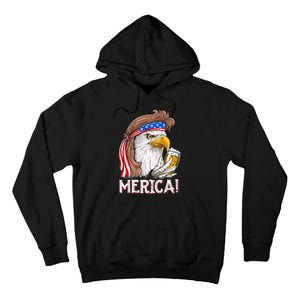 Eagle Mullet 4th Of July Beer USA American Flag Merica Tall Hoodie