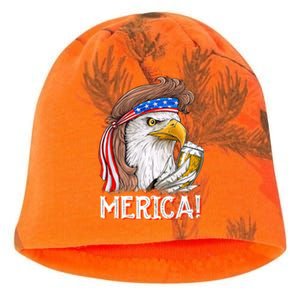 Eagle Mullet 4th Of July Beer USA American Flag Merica Kati - Camo Knit Beanie