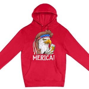 Eagle Mullet 4th Of July Beer USA American Flag Merica Premium Pullover Hoodie