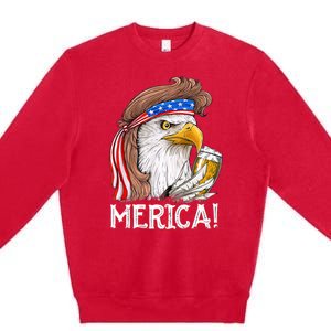 Eagle Mullet 4th Of July Beer USA American Flag Merica Premium Crewneck Sweatshirt