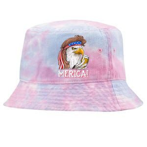 Eagle Mullet 4th Of July Beer USA American Flag Merica Tie-Dyed Bucket Hat