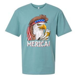 Eagle Mullet 4th Of July Beer USA American Flag Merica Sueded Cloud Jersey T-Shirt