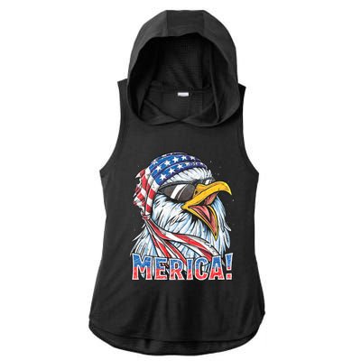 Eagle Merica 4th Of July Merica American Ladies PosiCharge Tri-Blend Wicking Draft Hoodie Tank