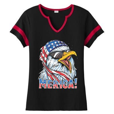 Eagle Merica 4th Of July Merica American Ladies Halftime Notch Neck Tee