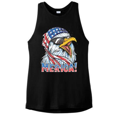 Eagle Merica 4th Of July Merica American Ladies PosiCharge Tri-Blend Wicking Tank