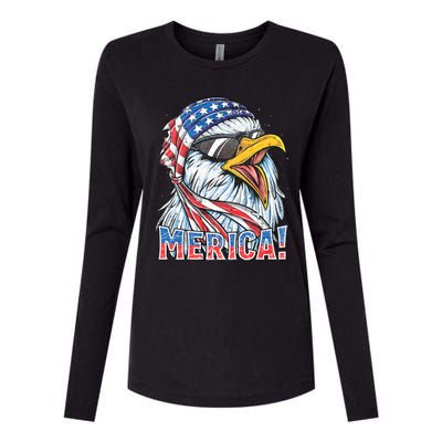 Eagle Merica 4th Of July Merica American Womens Cotton Relaxed Long Sleeve T-Shirt