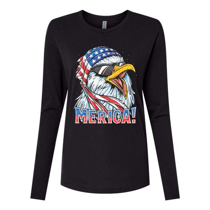 Eagle Merica 4th Of July Merica American Womens Cotton Relaxed Long Sleeve T-Shirt