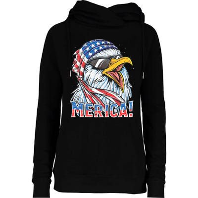 Eagle Merica 4th Of July Merica American Womens Funnel Neck Pullover Hood