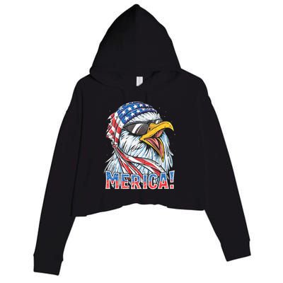 Eagle Merica 4th Of July Merica American Crop Fleece Hoodie