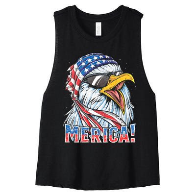 Eagle Merica 4th Of July Merica American Women's Racerback Cropped Tank