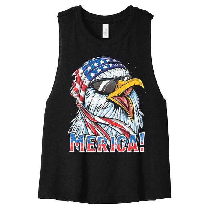 Eagle Merica 4th Of July Merica American Women's Racerback Cropped Tank