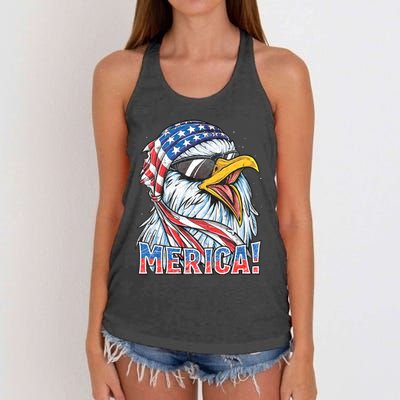 Eagle Merica 4th Of July Merica American Women's Knotted Racerback Tank