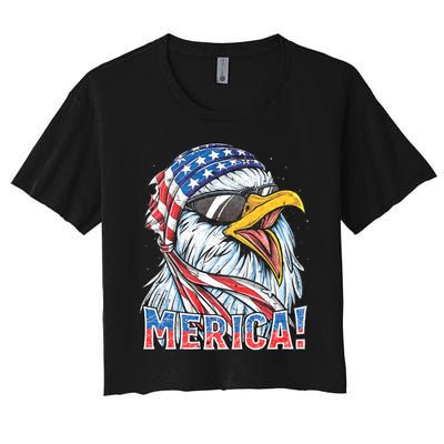 Eagle Merica 4th Of July Merica American Women's Crop Top Tee