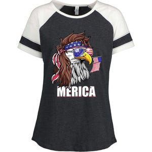 Eagle Mullet 4th Of July Usa American Flag Merica Funny Gift Enza Ladies Jersey Colorblock Tee