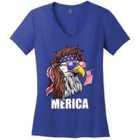 Eagle Mullet 4th Of July Usa American Flag Merica Funny Gift Women's V-Neck T-Shirt