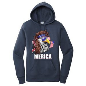 Eagle Mullet 4th Of July Usa American Flag Merica Funny Gift Women's Pullover Hoodie