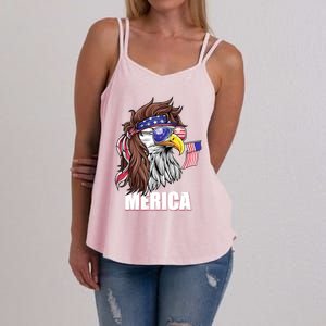 Eagle Mullet 4th Of July Usa American Flag Merica Funny Gift Women's Strappy Tank