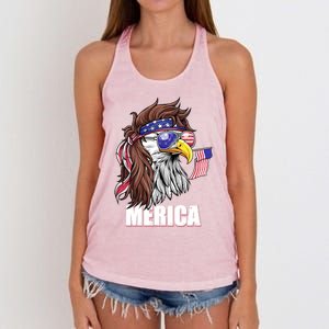 Eagle Mullet 4th Of July Usa American Flag Merica Funny Gift Women's Knotted Racerback Tank