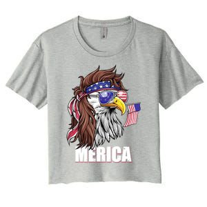 Eagle Mullet 4th Of July Usa American Flag Merica Funny Gift Women's Crop Top Tee