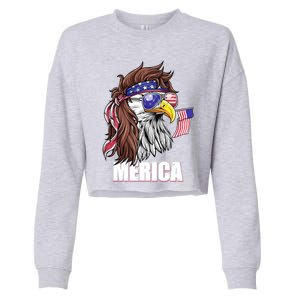 Eagle Mullet 4th Of July Usa American Flag Merica Funny Gift Cropped Pullover Crew