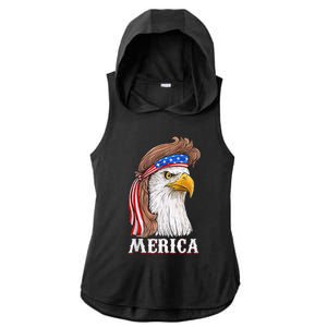 Eagle Mullet 4th Of July Usa American Flag Merica Ladies PosiCharge Tri-Blend Wicking Draft Hoodie Tank