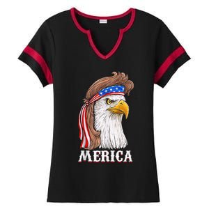 Eagle Mullet 4th Of July Usa American Flag Merica Ladies Halftime Notch Neck Tee