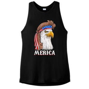 Eagle Mullet 4th Of July Usa American Flag Merica Ladies PosiCharge Tri-Blend Wicking Tank