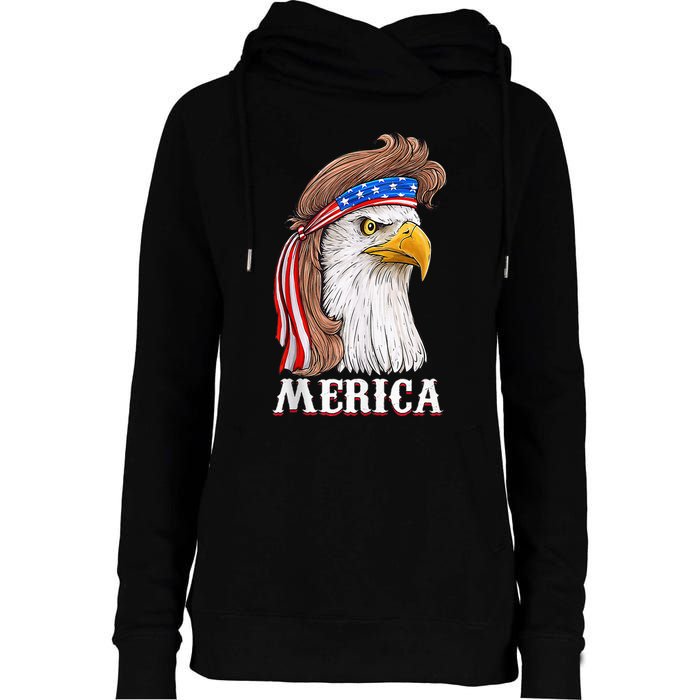 Eagle Mullet 4th Of July Usa American Flag Merica Womens Funnel Neck Pullover Hood