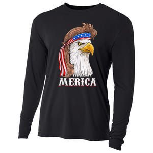 Eagle Mullet 4th Of July Usa American Flag Merica Cooling Performance Long Sleeve Crew