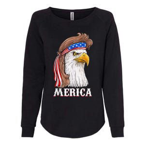 Eagle Mullet 4th Of July Usa American Flag Merica Womens California Wash Sweatshirt