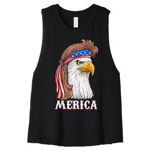 Eagle Mullet 4th Of July Usa American Flag Merica Women's Racerback Cropped Tank