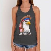 Eagle Mullet 4th Of July Usa American Flag Merica Women's Knotted Racerback Tank