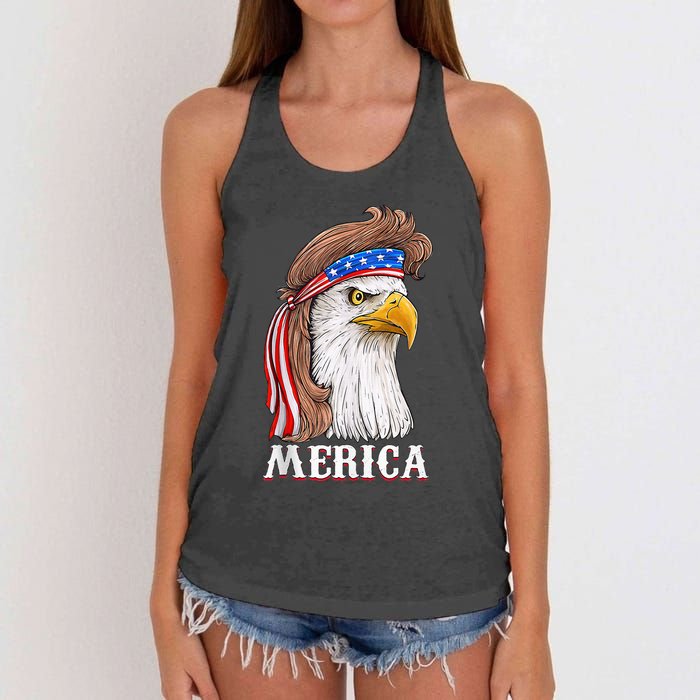 Eagle Mullet 4th Of July Usa American Flag Merica Women's Knotted Racerback Tank