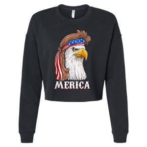 Eagle Mullet 4th Of July Usa American Flag Merica Cropped Pullover Crew