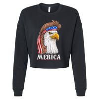 Eagle Mullet 4th Of July Usa American Flag Merica Cropped Pullover Crew