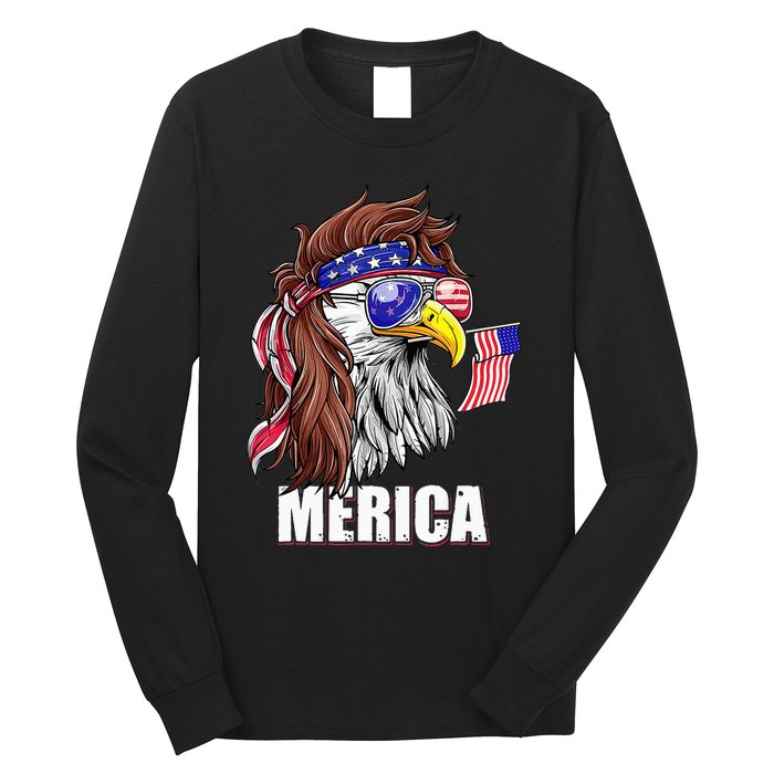 Eagle Mullet 4th Of July USA American Flag Merica Long Sleeve Shirt