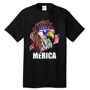 Eagle Mullet 4th Of July USA American Flag Merica Tall T-Shirt