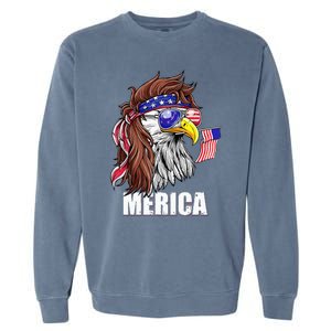 Eagle Mullet 4th Of July USA American Flag Merica Garment-Dyed Sweatshirt