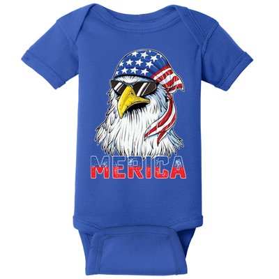 Eagle Merica 4th Of July Usa American Flag Patriotic Gift Baby Bodysuit