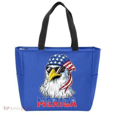 Eagle Merica 4th Of July Usa American Flag Patriotic Gift Zip Tote Bag