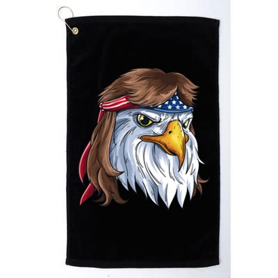 Eagle Mullet 4th Of July Merica American Flag Funny Gift Platinum Collection Golf Towel