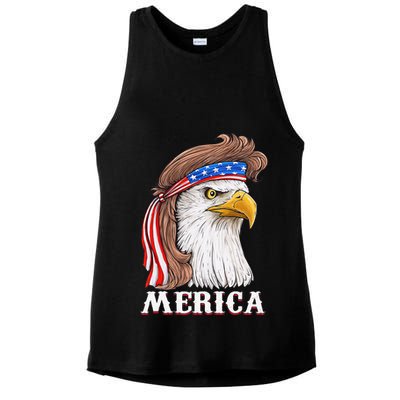 Eagle Mullet 4th Of July USA American Flag Merica Ladies PosiCharge Tri-Blend Wicking Tank