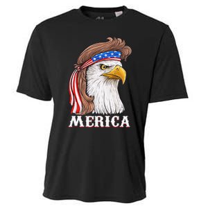 Eagle Mullet 4th Of July USA American Flag Merica Cooling Performance Crew T-Shirt