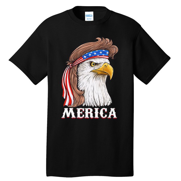 Eagle Mullet 4th Of July USA American Flag Merica Tall T-Shirt