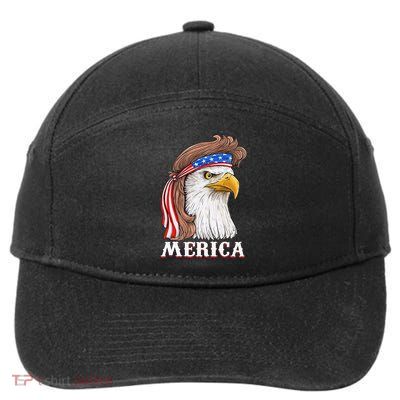 Eagle Mullet 4th Of July USA American Flag Merica 7-Panel Snapback Hat
