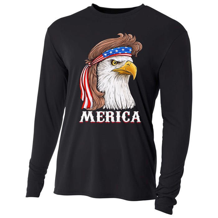 Eagle Mullet 4th Of July USA American Flag Merica Cooling Performance Long Sleeve Crew