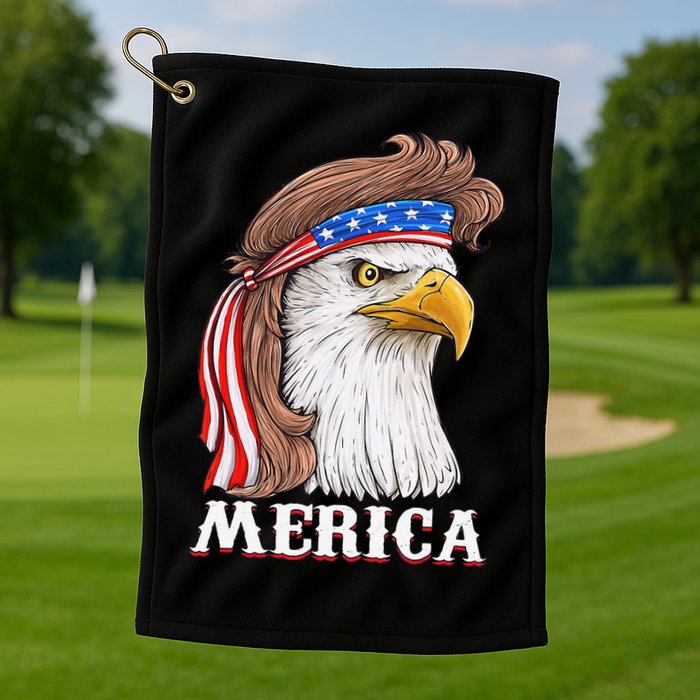 Eagle Mullet 4th Of July USA American Flag Merica Golf Towel