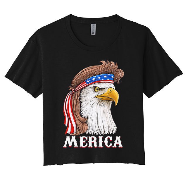 Eagle Mullet 4th Of July USA American Flag Merica Crop Top