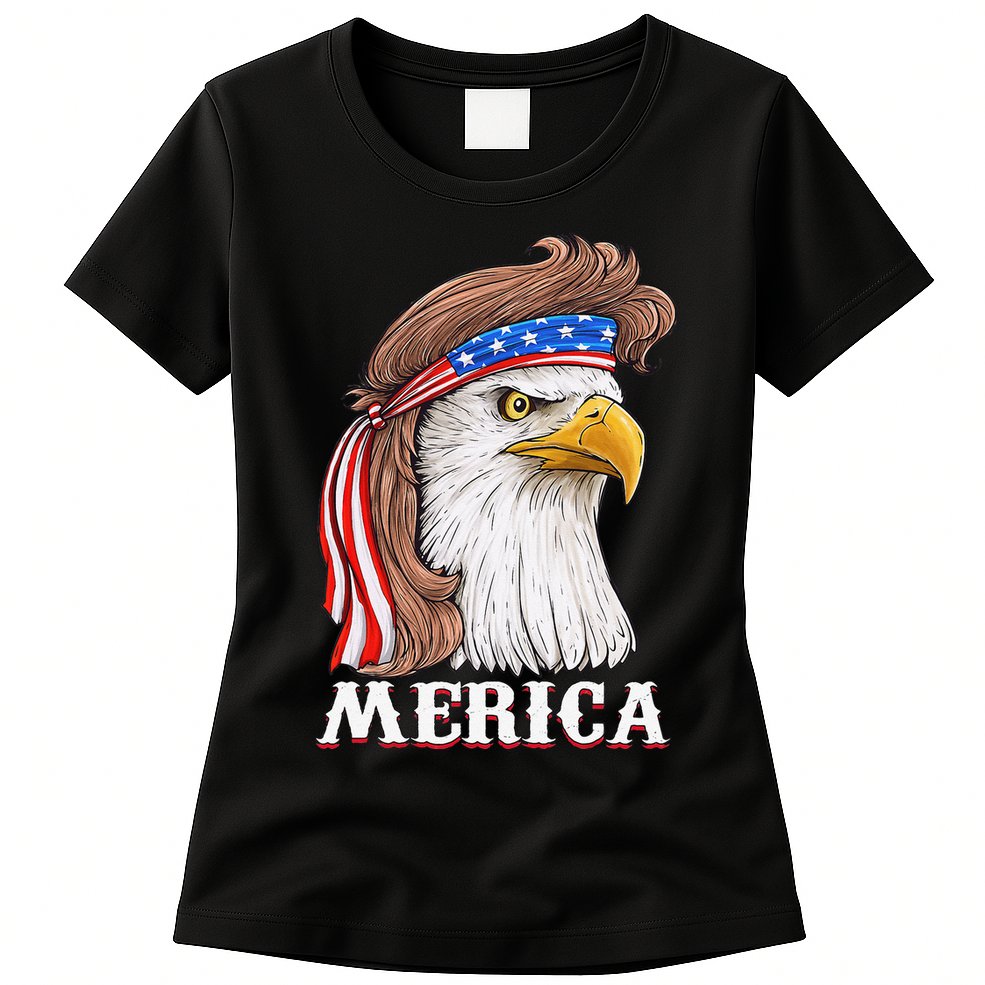 Eagle Mullet 4th Of July USA American Flag Merica Womens T-Shirt